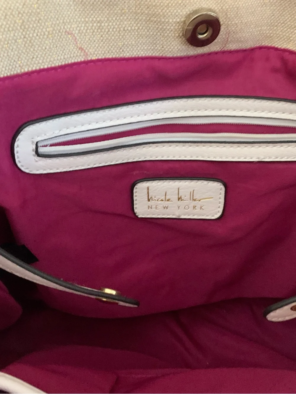 Canvas and White Trim Tote Bag - Women's Neutral Shoulder Bag